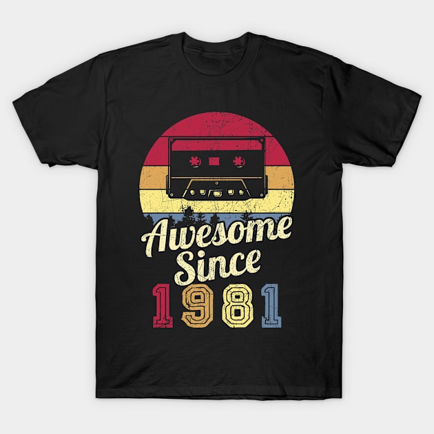 40 Year Old Vintage Awesome Since 1981 40th Birthday T-Shirt by White Martian